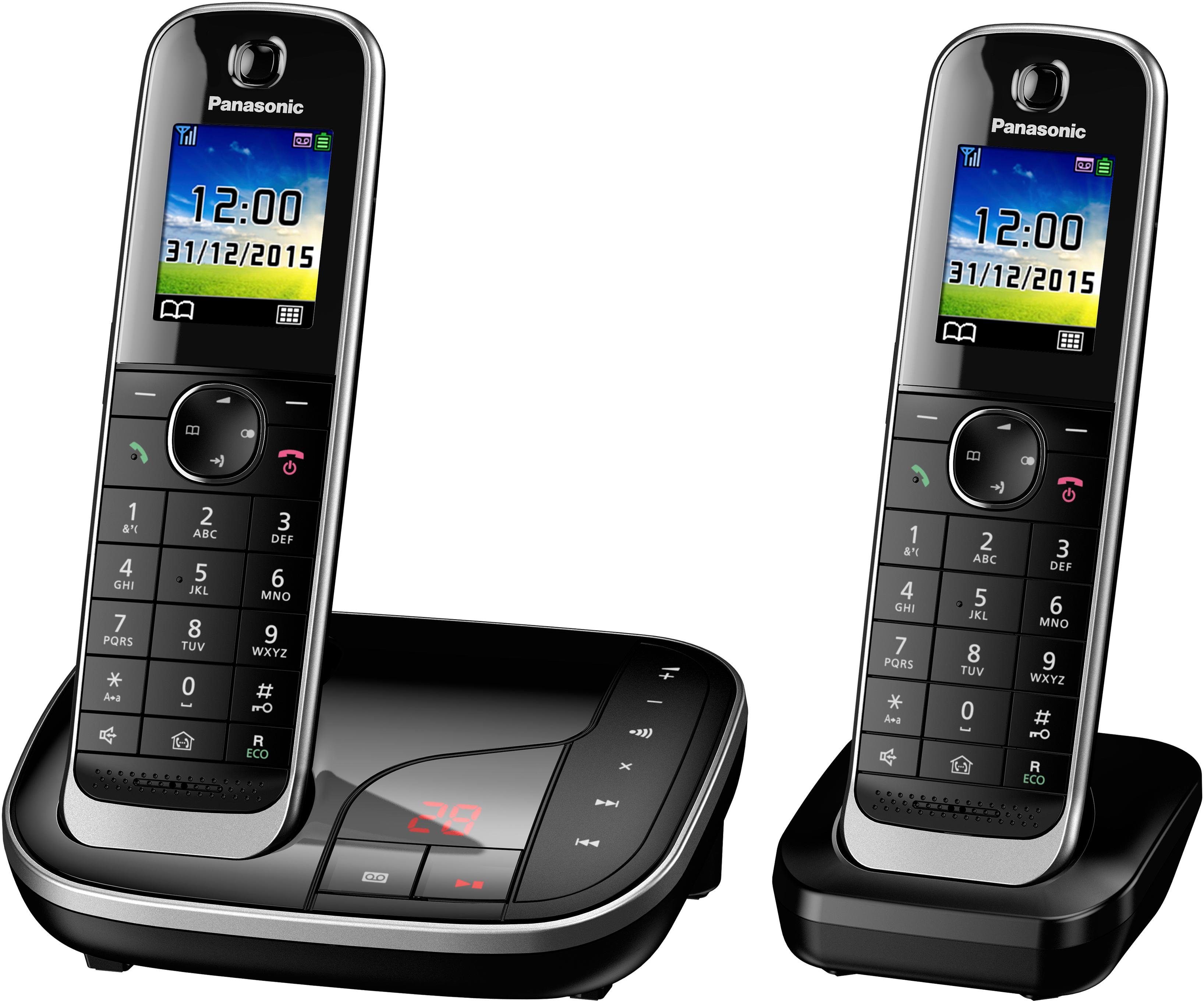 Panasonic KX-TGJ322 Schnurloses DECT-Telefon (Mobilteile: 2, mit Anrufbeantworter, Weckfunktion, Freisprechen)