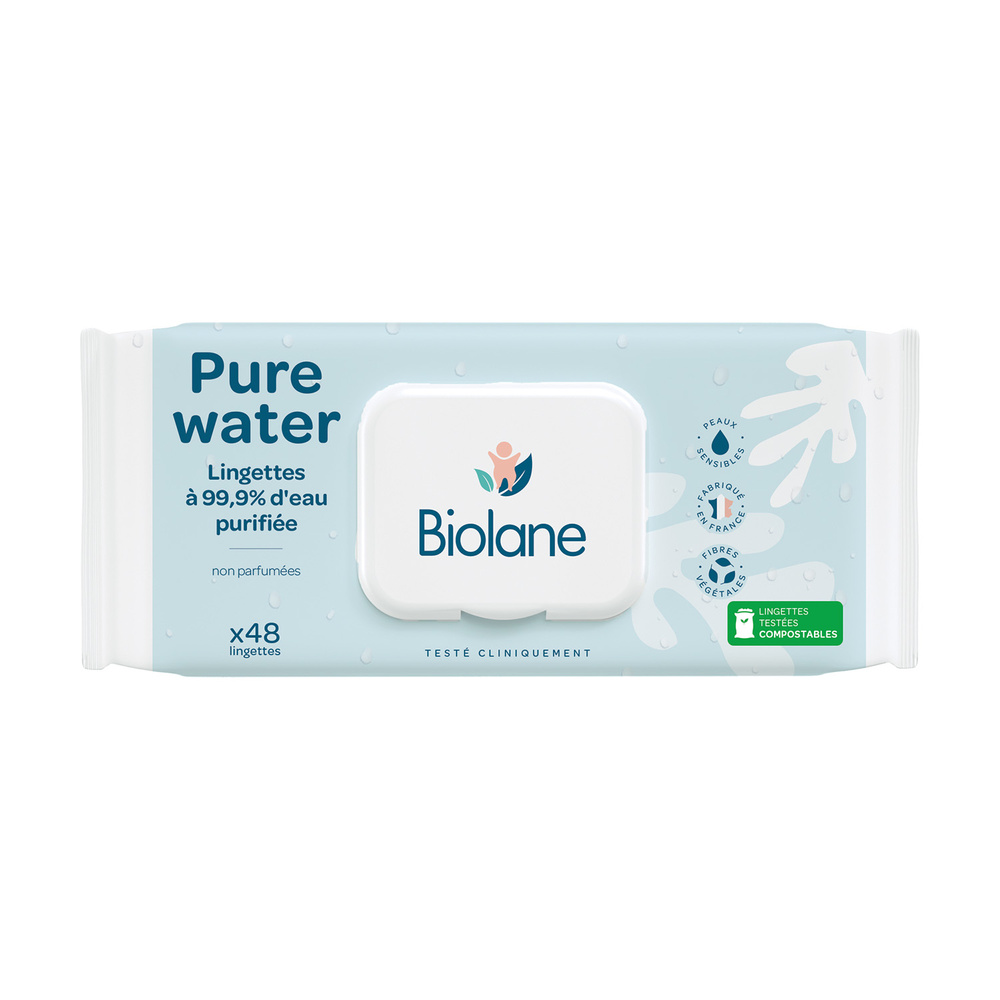 biolane Lingettes 99,9% d'eau X48 Lingettes
