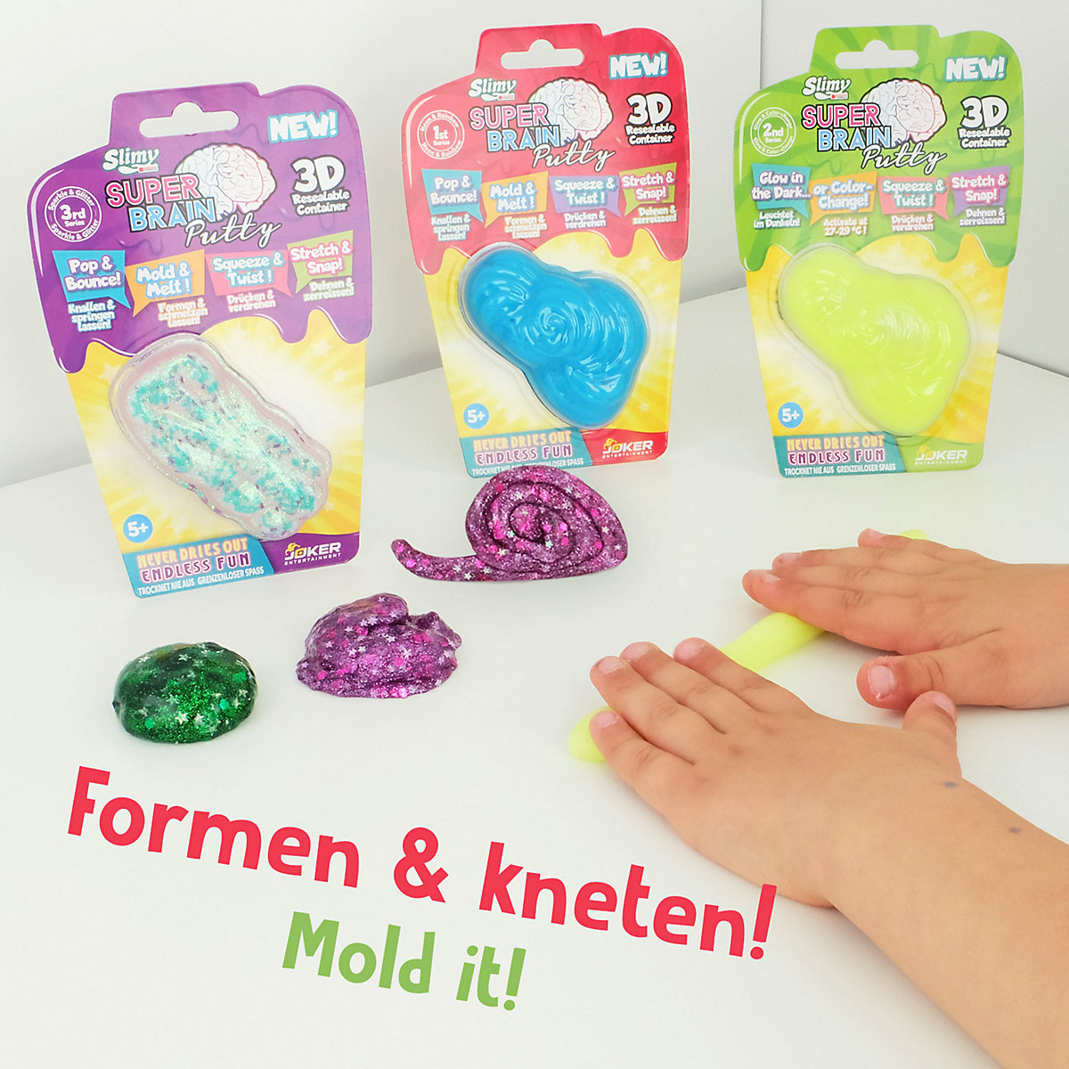 SLIMY® Super Brain Putty 22g - intelligente Modellier- und Hüpfknete, BPA- und glutenfreie Kinderknete in 18 tollen Farben