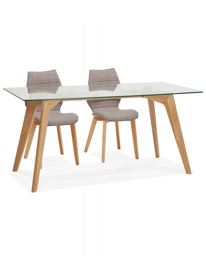 KADIMA DESIGN Esstisch mit Glasplatte & Massivholzgestell | Moderner Holztisch günstig kaufen onesize