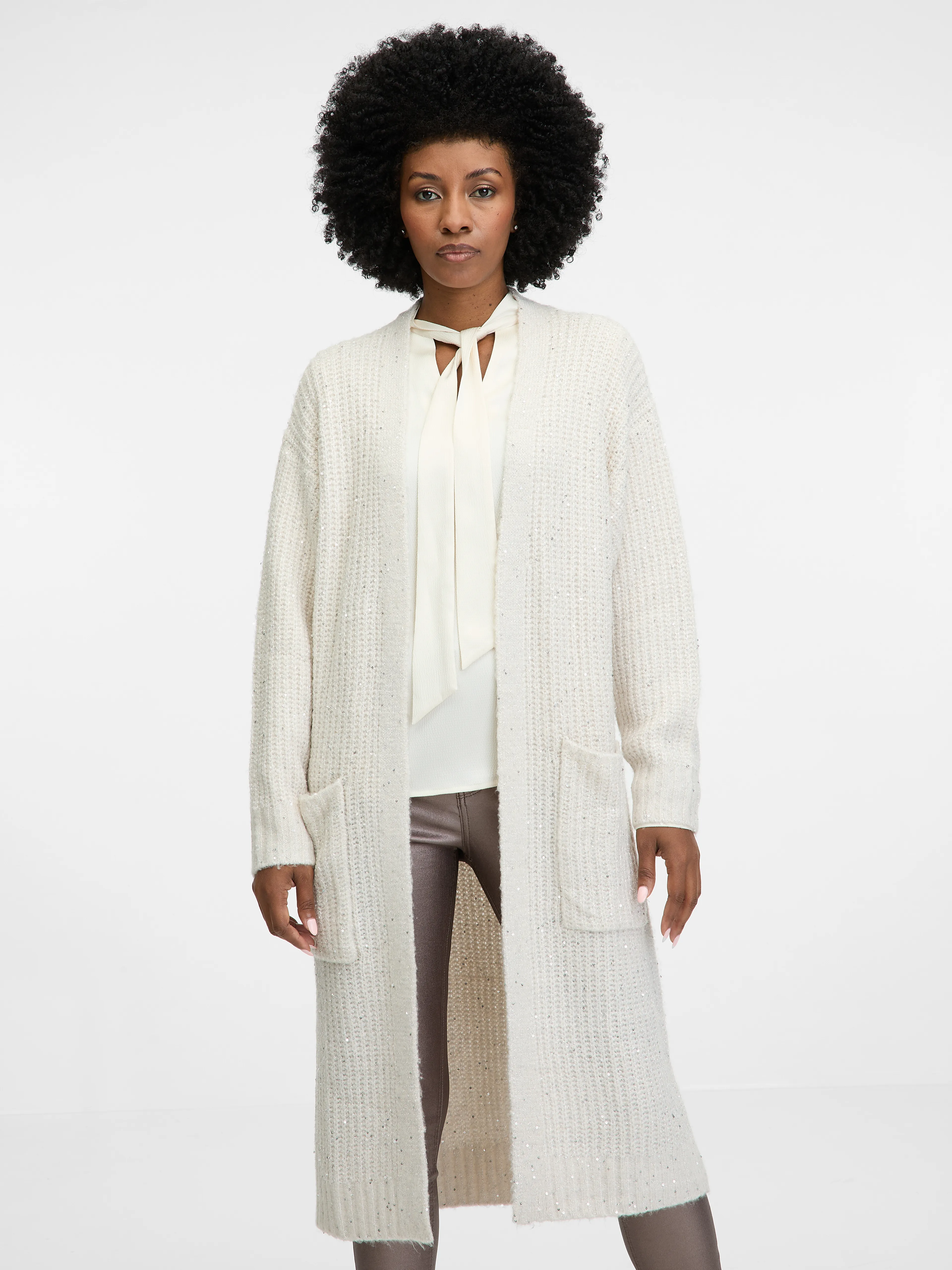 Cremefarbene Damen-Strickjacke ORSAY