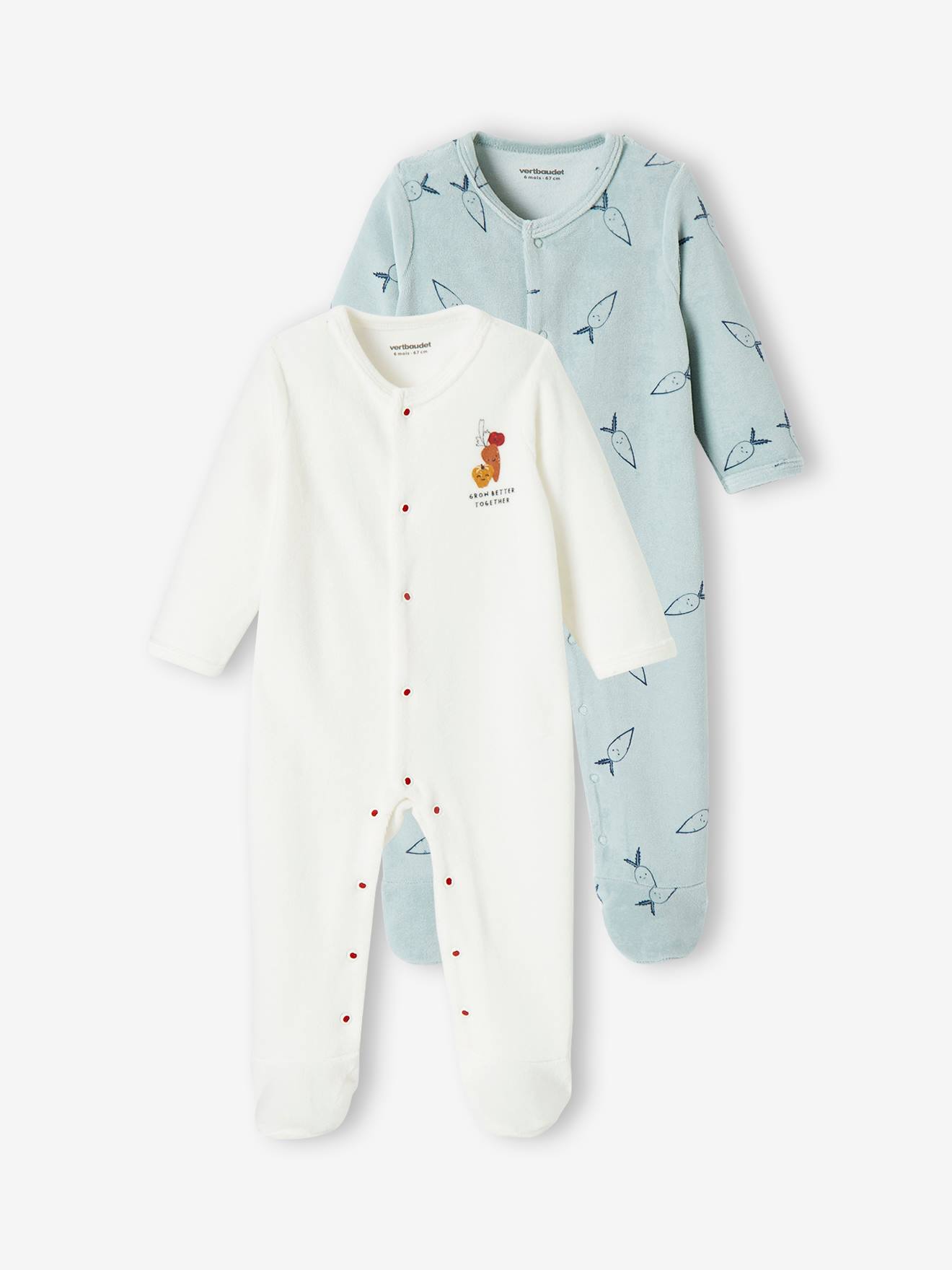 Lot de 2 dors-bien bébé en velours lot vert céladon