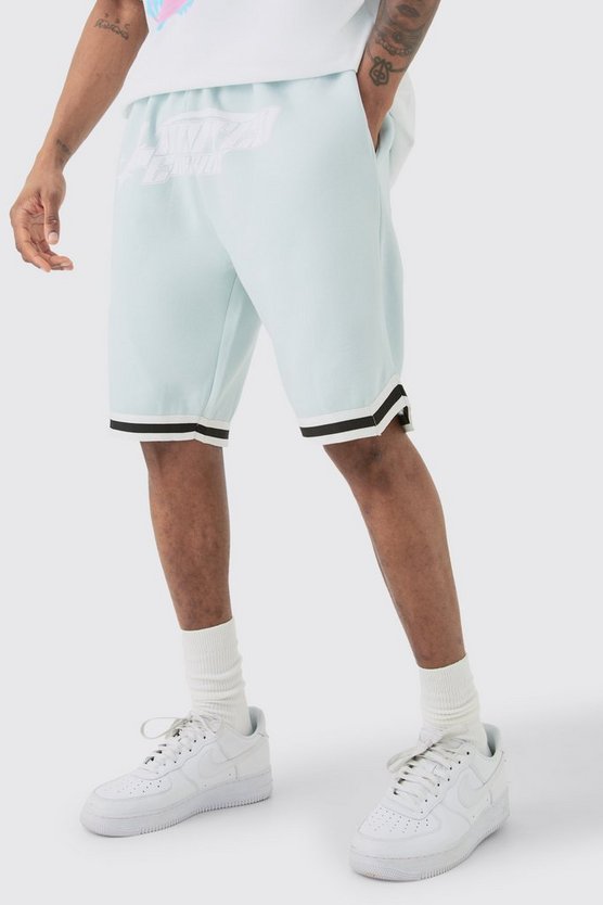 Tall lockere Limited Edition Basketball-Shorts in Hellblau