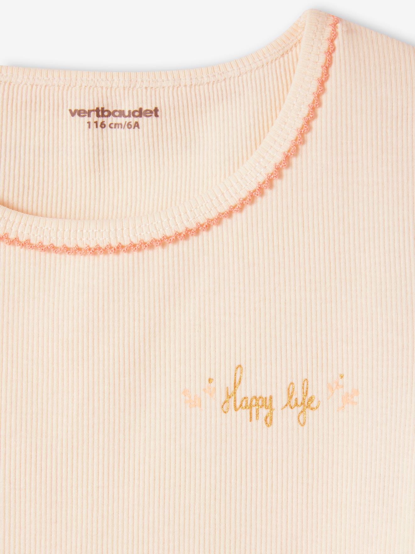 Vertbaudet 3er-Pack Mädchen T-Shirts, Ripp Oeko-Tex - rosa nude