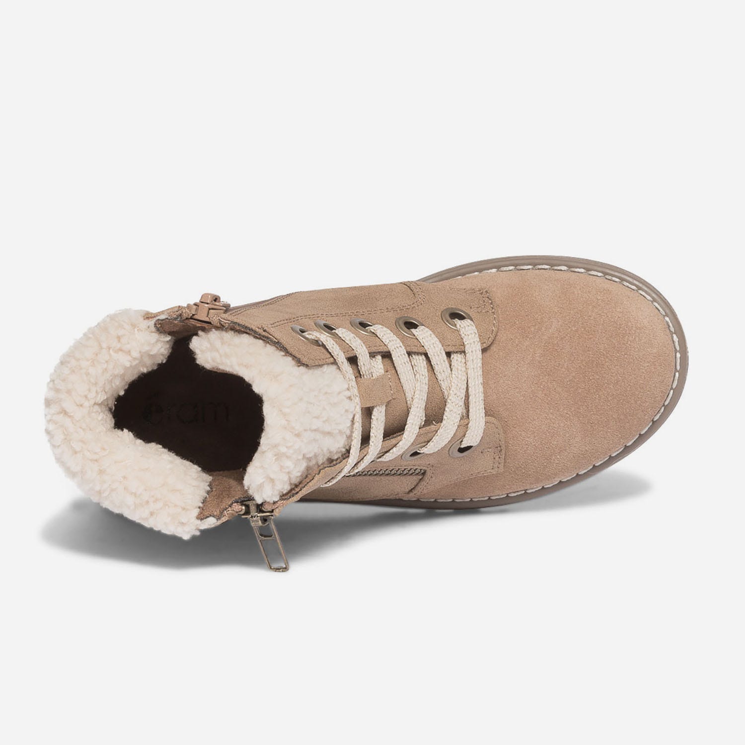 Boots à lacet camel clair avec haut fourré