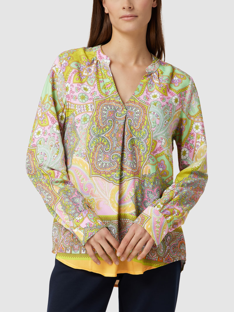 Bluse mit Tunikakragen Modell 'Anneliese' in rosa