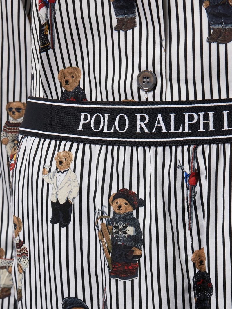Pyjama mit Allover-Muster Modell 'Iconic Bear' in mittelgrau