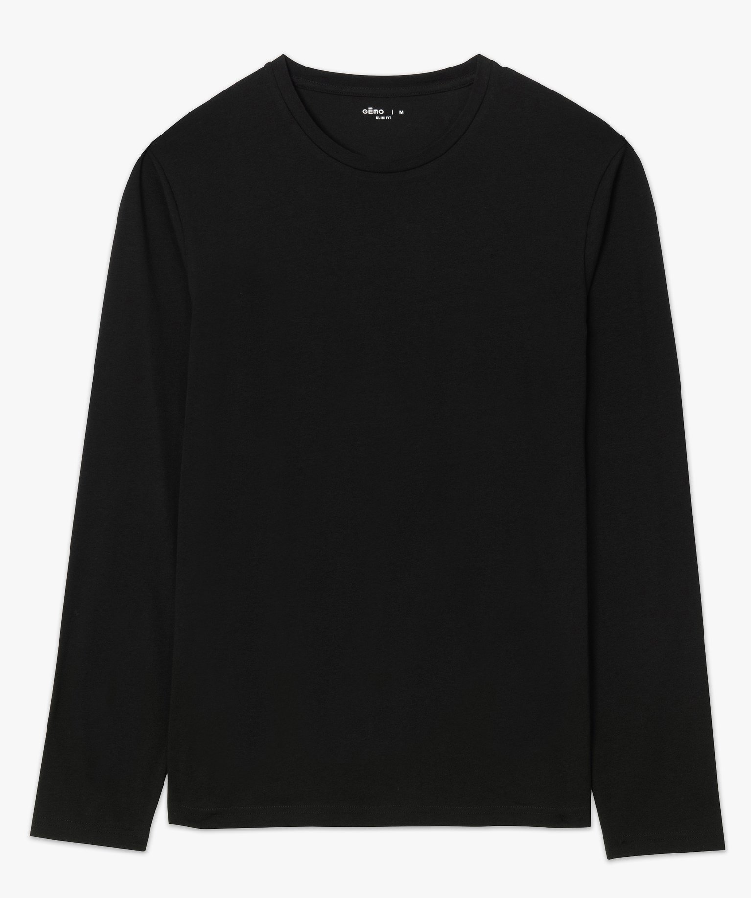 Tee-shirt homme à manches longues et col rond coupe slim noir | GEMO