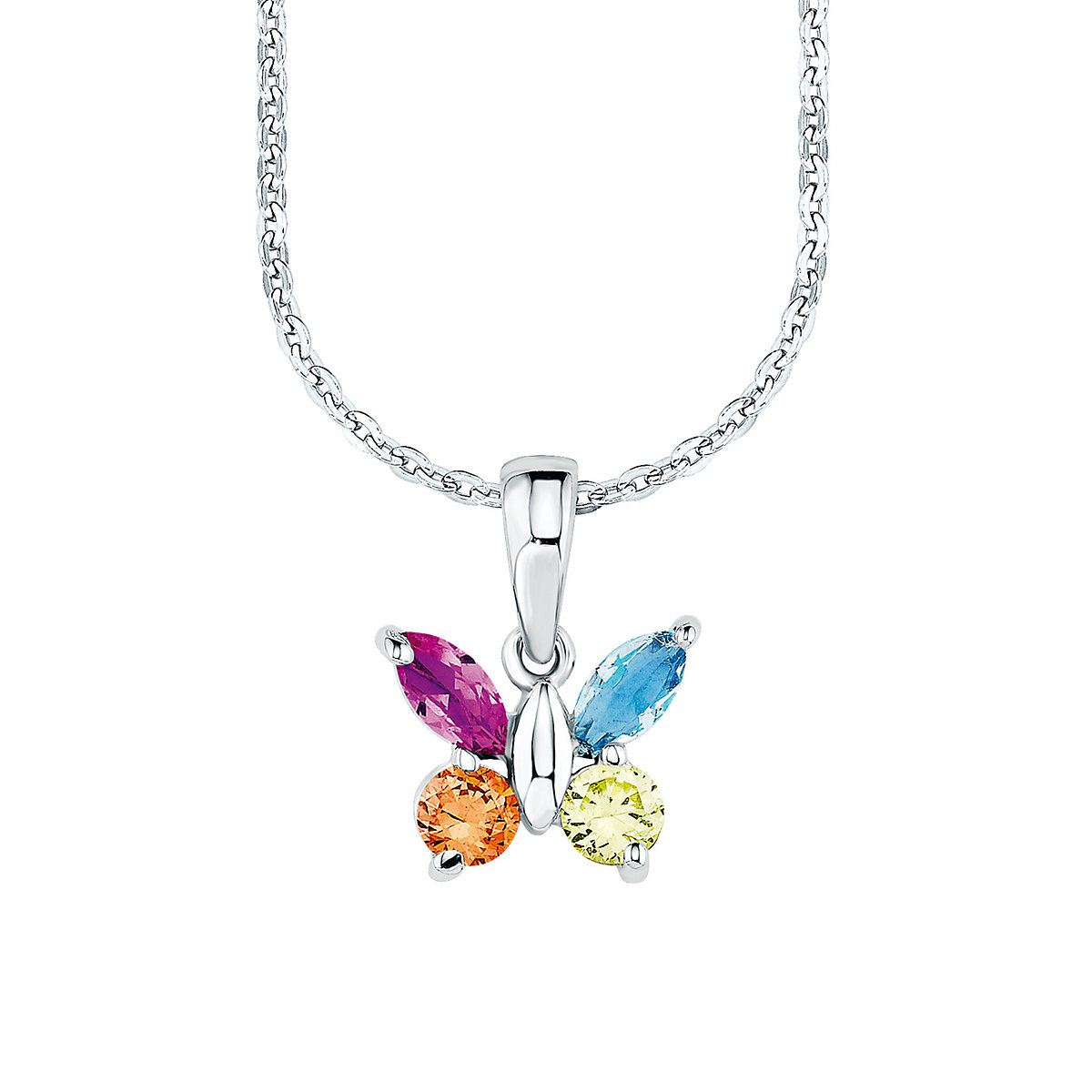 Kette mit Anhänger für Mädchen, 925 Sterling Silber, Zirkonia synth. | Schmetterling Halsketten für Mädchen