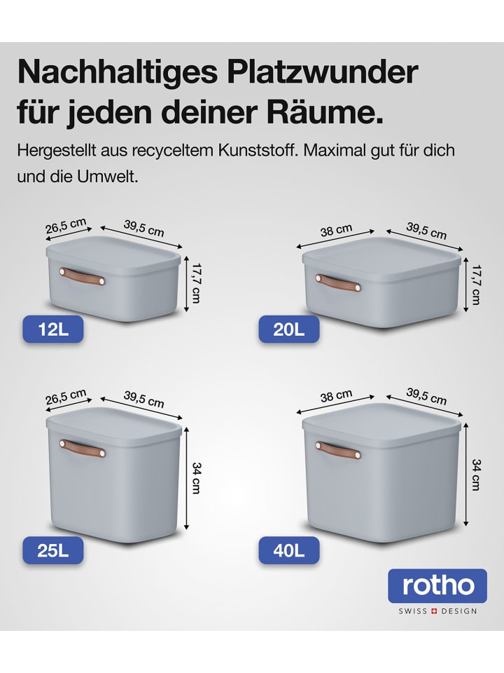 Rotho 4er-Set Kiste mit Deckel Maloja 40l in Misty blau günstig kaufen onesize