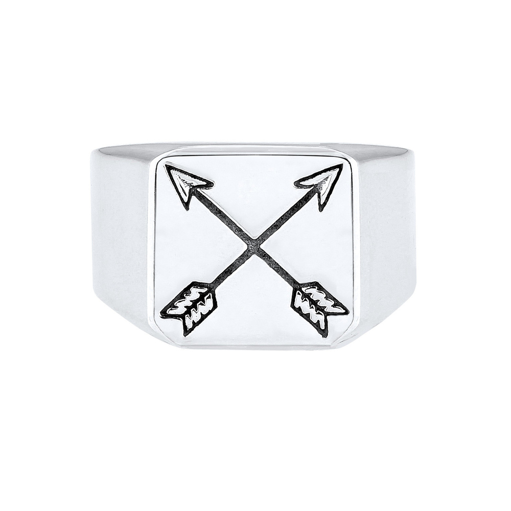 KUZZOI KUZZOI Bague Chevalière Flèche Base Mat Bague Homme-(925/1000) Argent Bague