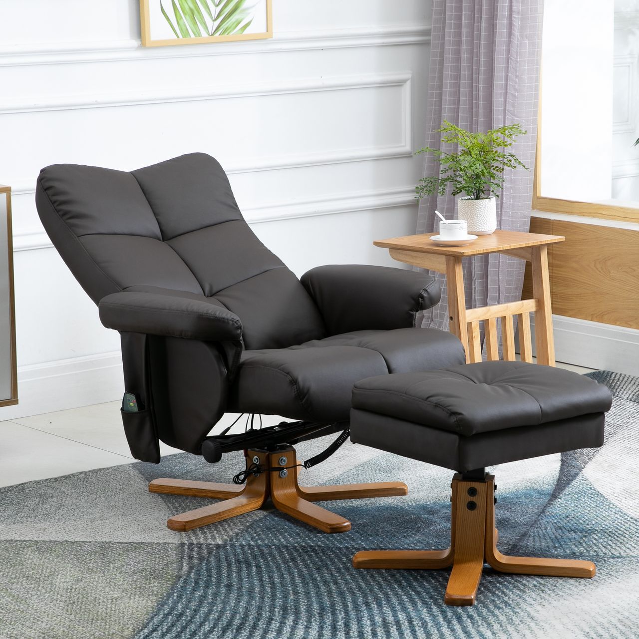 HOMCOM Massagesessel mit Fußhocker Relaxsessel  Braun