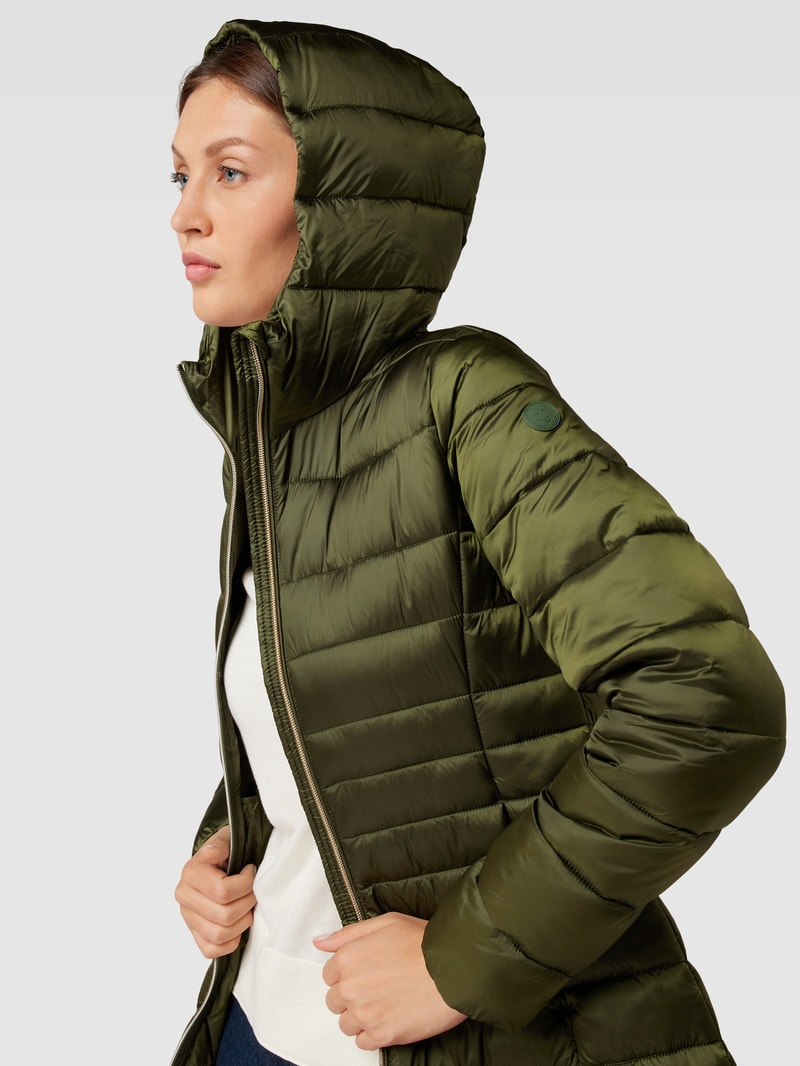 Steppjacke mit Kapuze Modell 'CAMILLE' in dunkelgrün