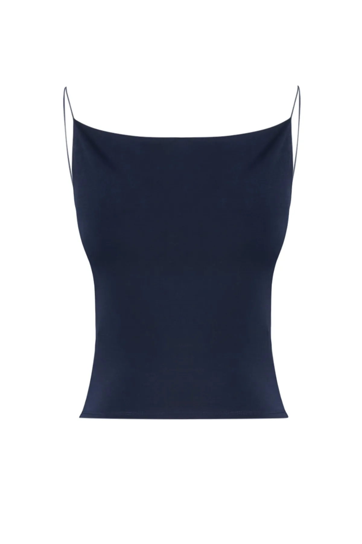 Trendyol Collection  Marineblaue, dehnbare Strickbluse mit tailliertem Kragen TWOSS21BZ0667
