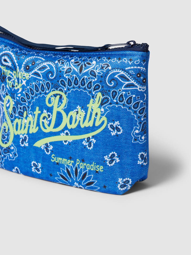 Kulturtasche mit Allover-Muster Modell 'ALINE SPONGE' in blau