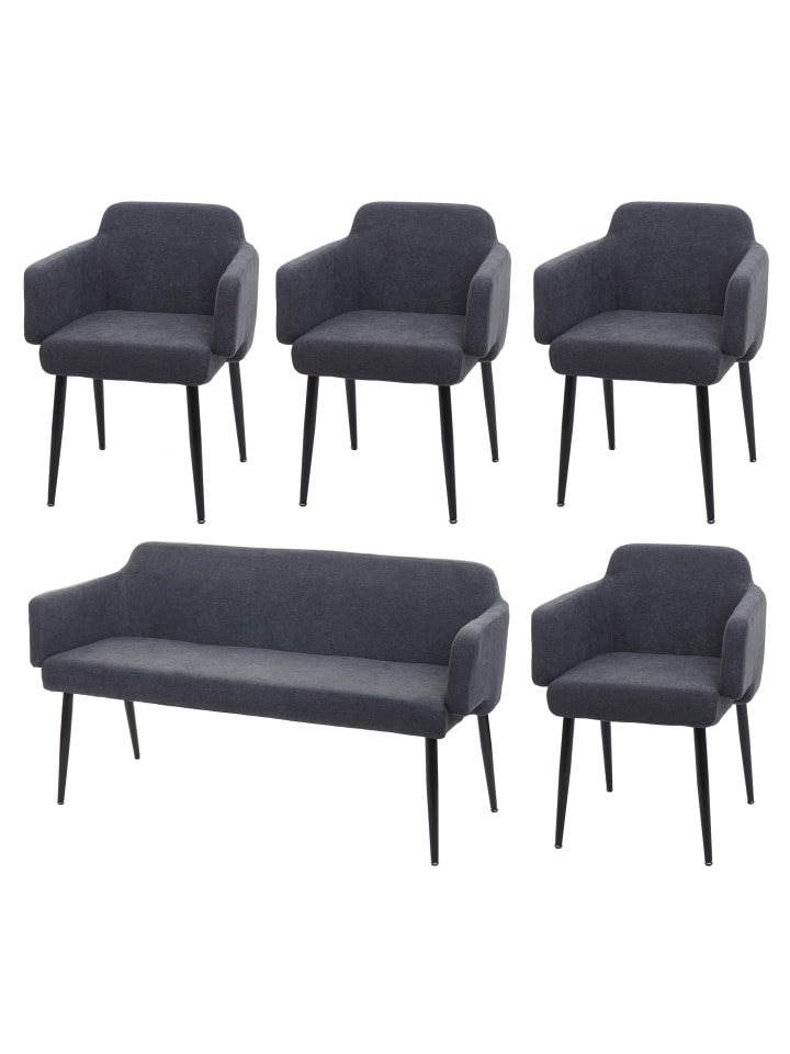 MCW Esszimmer-Set L13 4er-Set Stuhl Sitzbank, Anthrazit günstig kaufen onesize