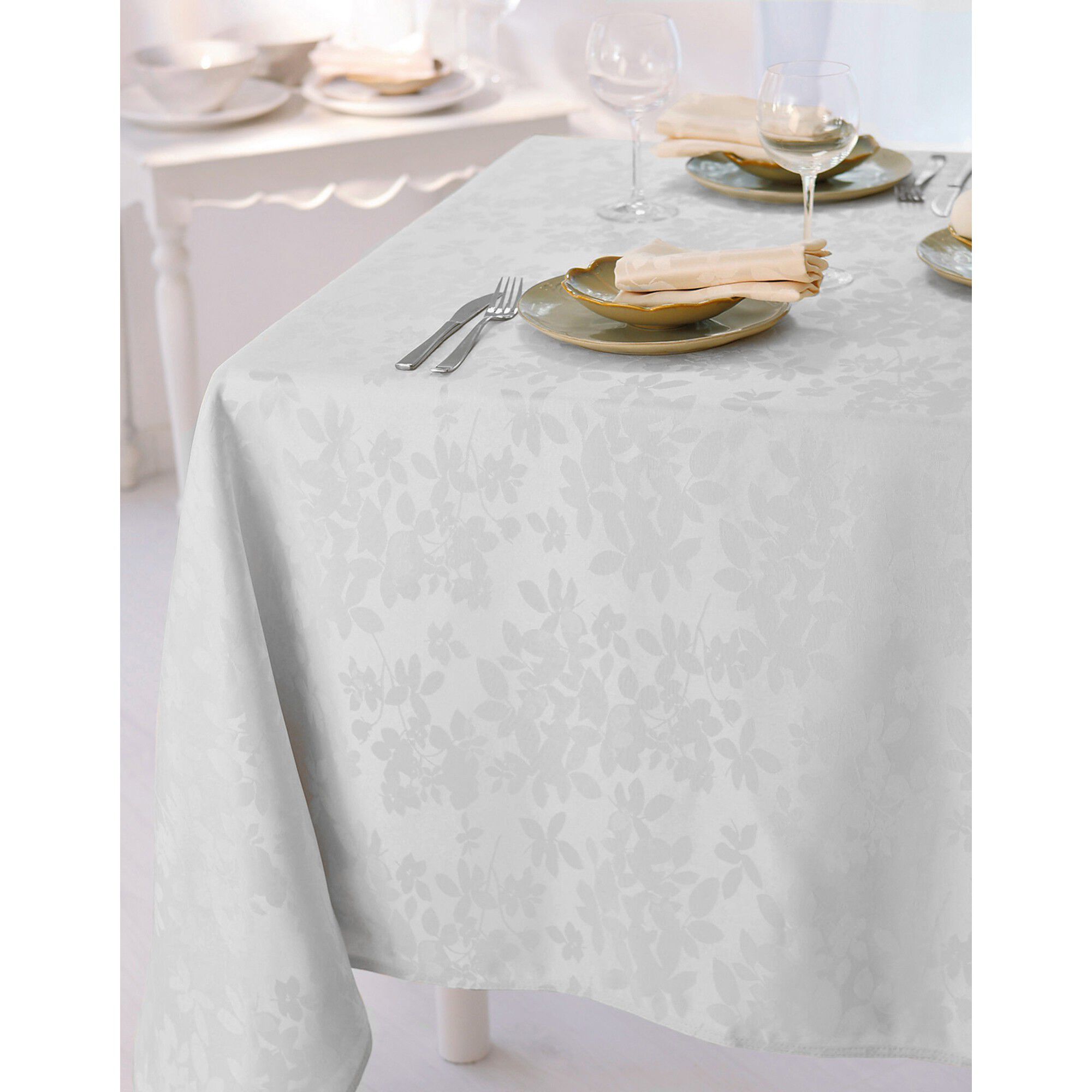 Nappe damassée feuillages Colombine