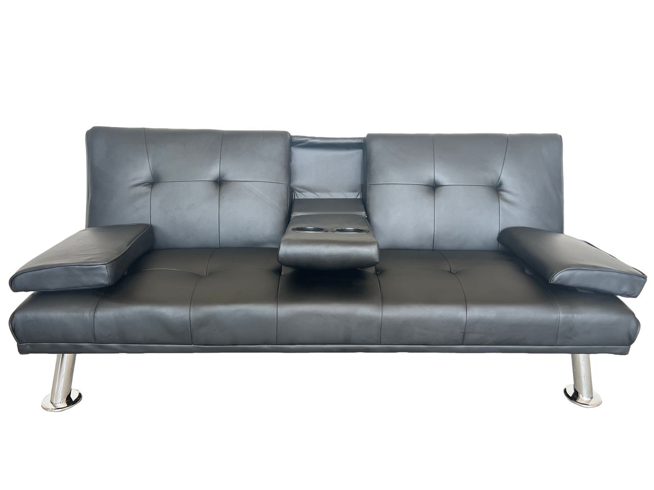 Better Home Schlafsofa mit Bettfunktion & zusammenklappbaren Getränkehalter schwarz