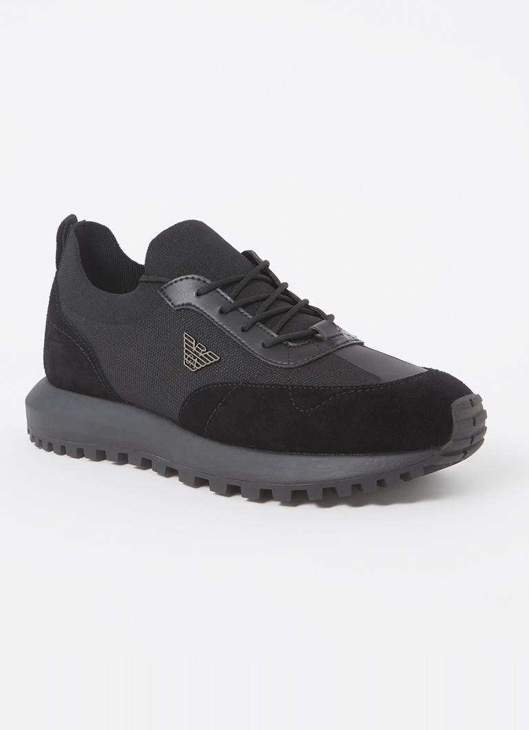 Sneakersy Emporio Armani z siateczki i detalami ze zamszu