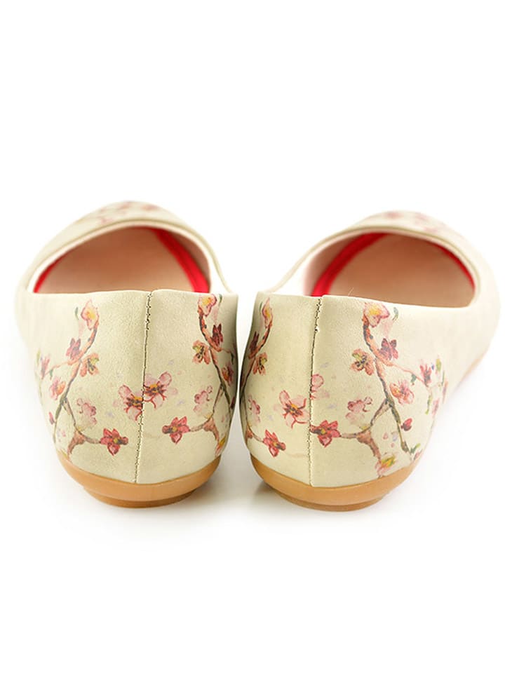 Goby Leder-Ballerinas in Beige/ Rot günstig kaufen