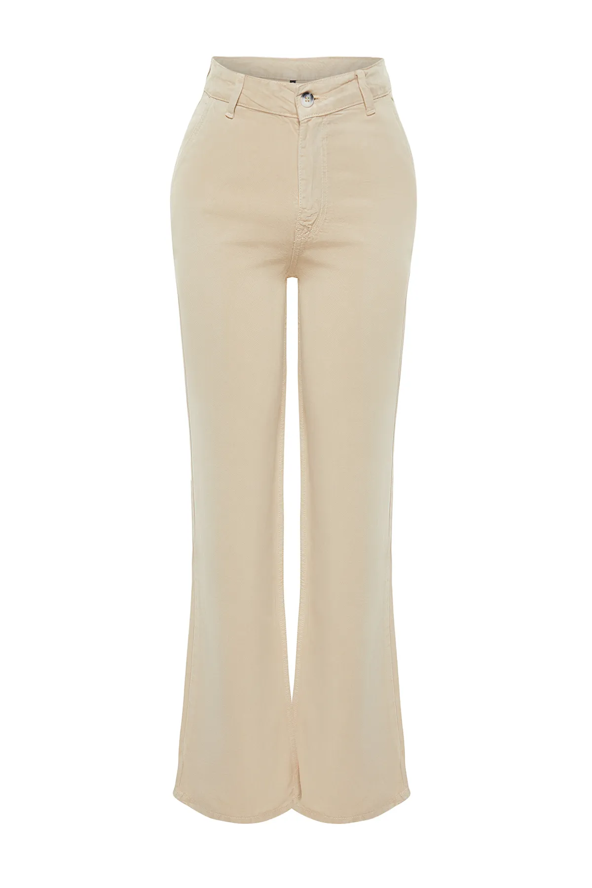 Trendyol Collection  Beige Jeans mit niedriger Taille und weitem Bein, 100 % Tencel™ TWOSS23JE00219