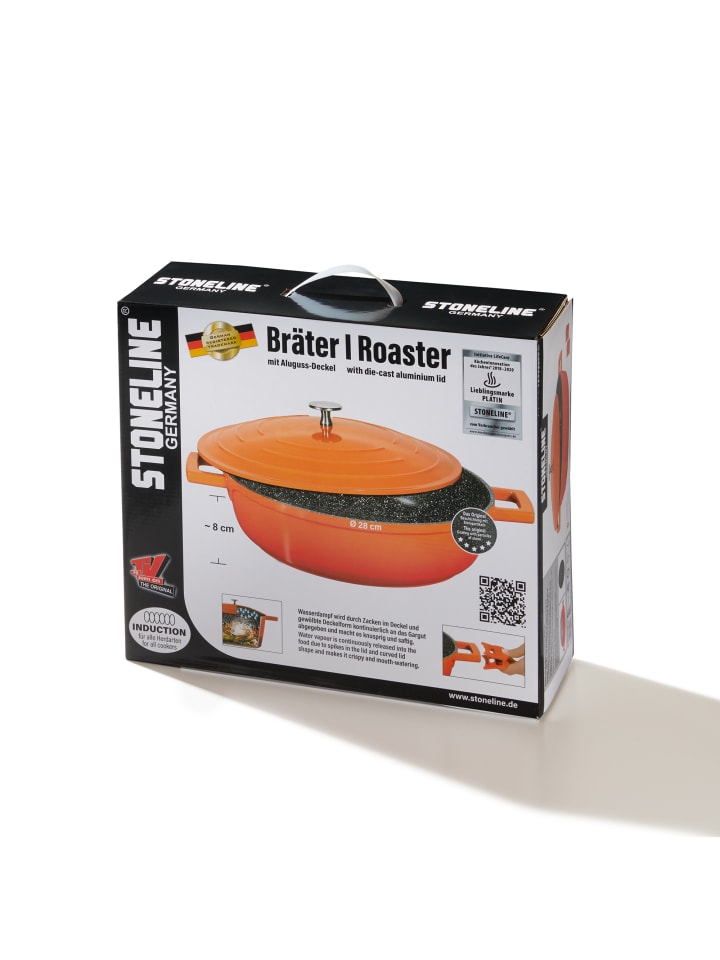 Stoneline Cocotte Bräter Rund 28 cm | mit Deckel in Orange günstig kaufen Ø 28 cm