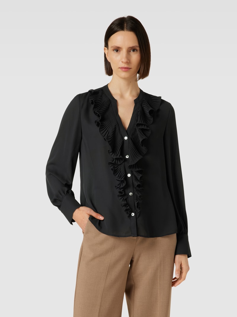 Bluse mit Volants in black