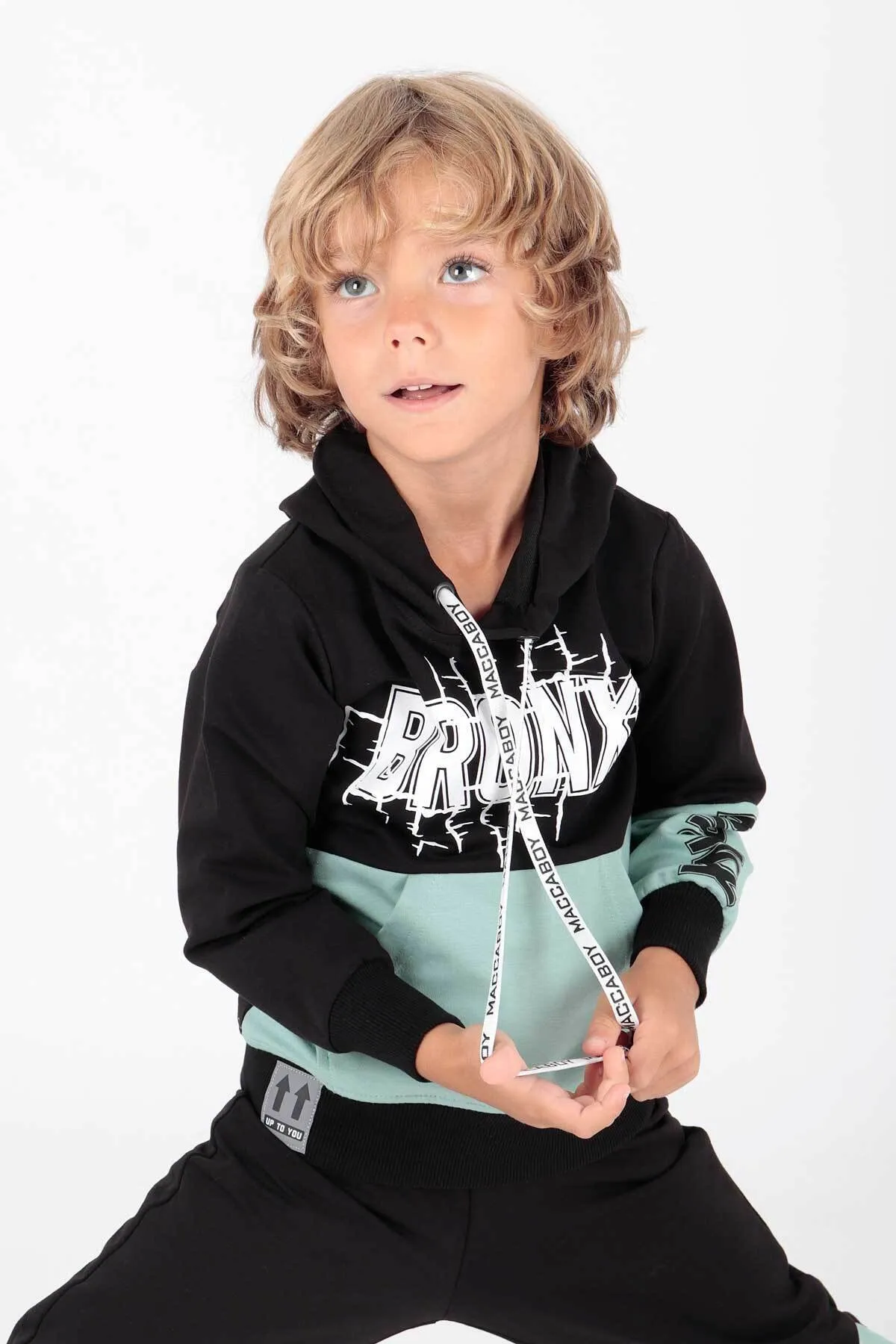 AHENGİM  Bedrucktes Bronx-Trainingsanzug-Set für Jungen Ak2235