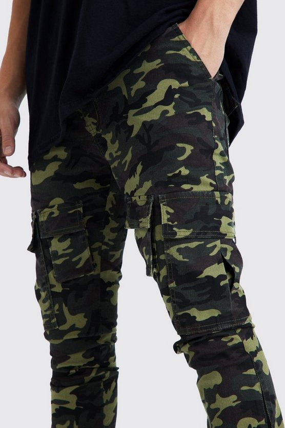 Skinny Camouflage Cargo-Hose