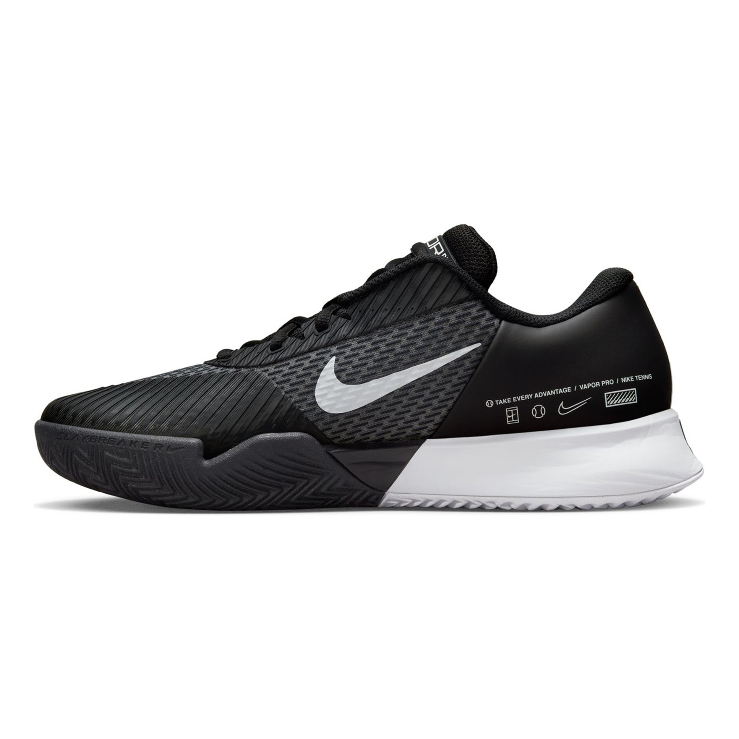 Air Zoom Vapor Pro 2 Sandplatzschuh Herren - Schwarz, Weiß