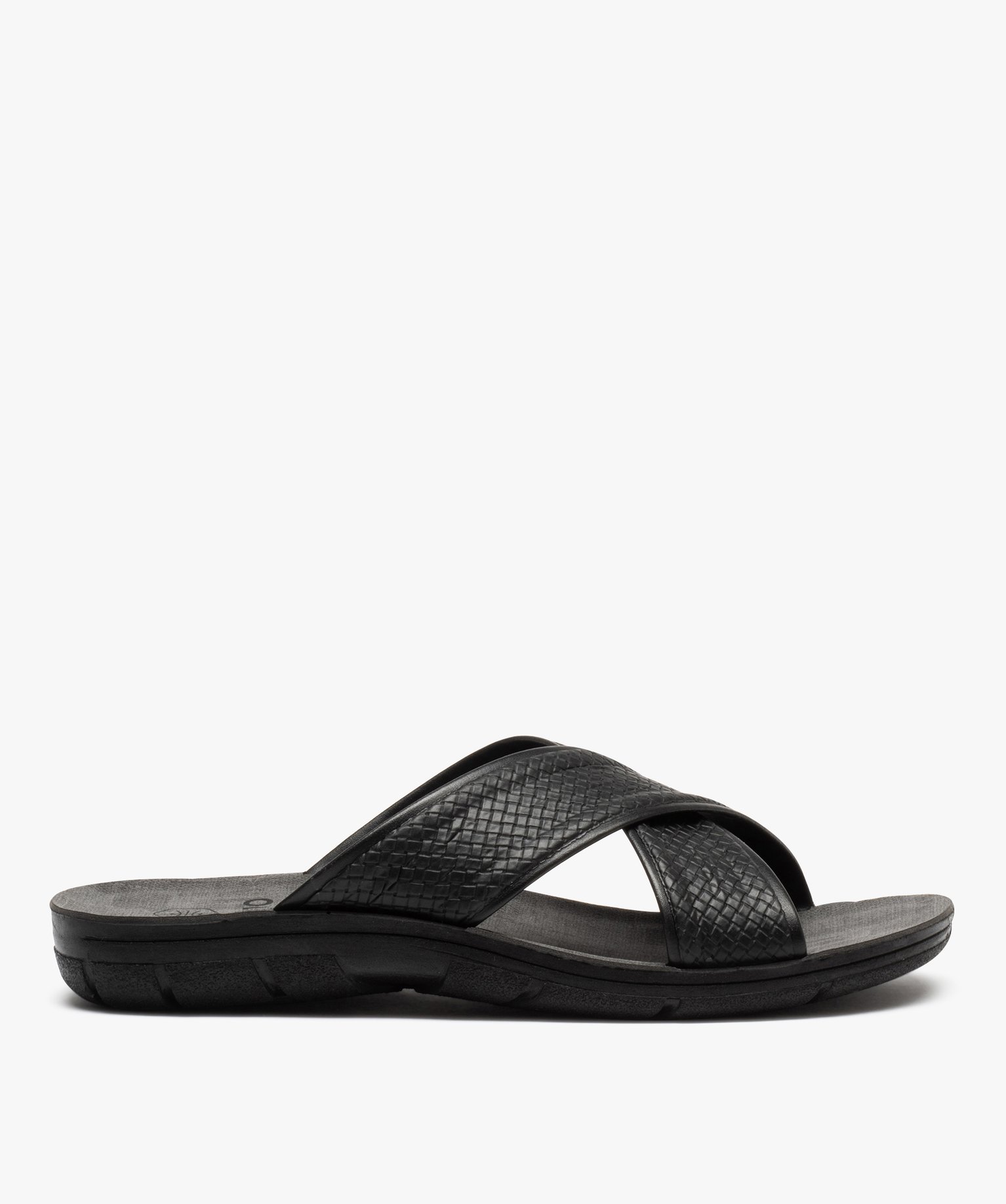 Mules homme confort à brides effet tressé noir | GEMO