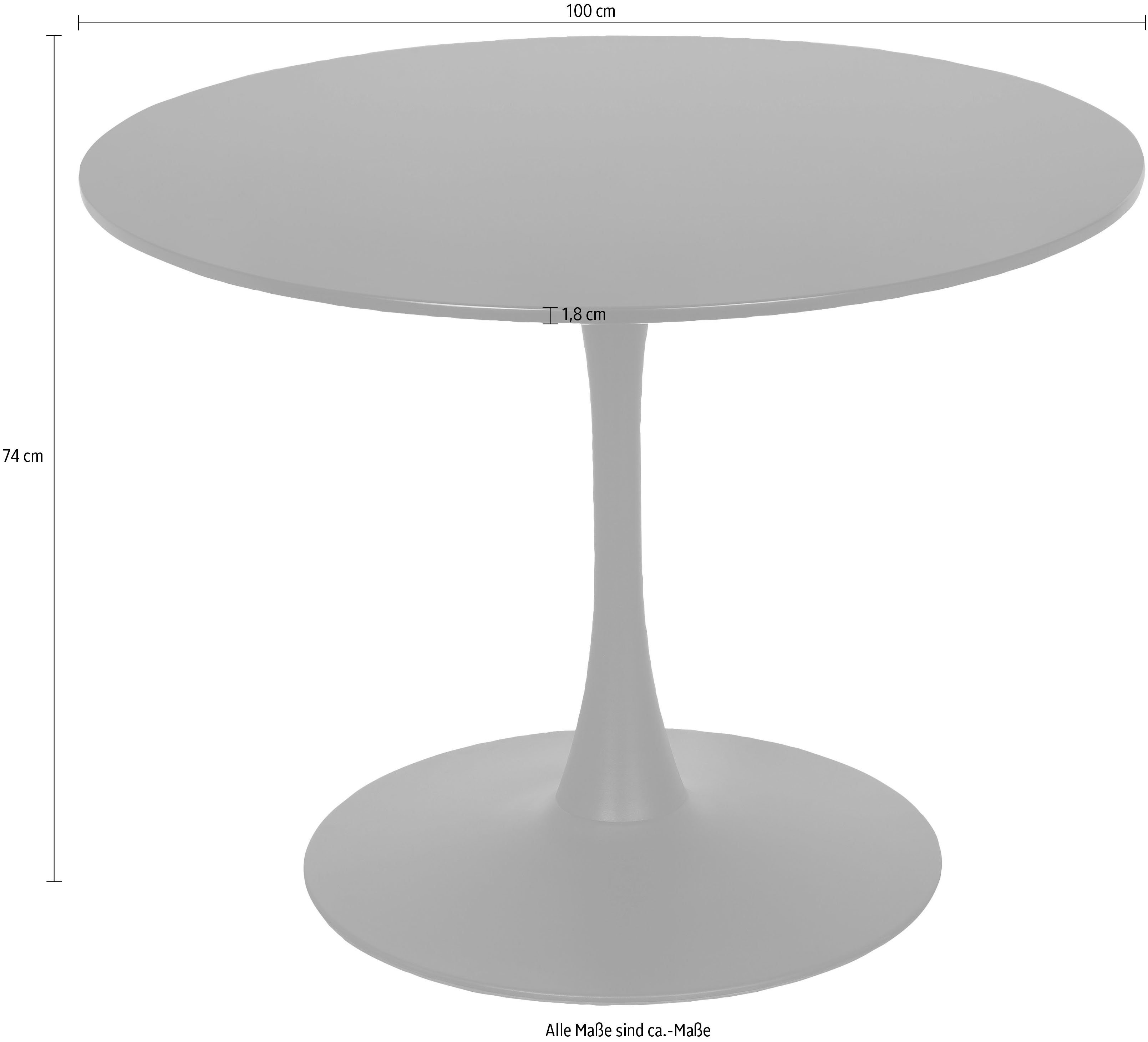 INOSIGN Esstisch Jahwe (1-St), mit Gestell aus Metall, Tischplatte 1,8 cm, Höhe 74 cm