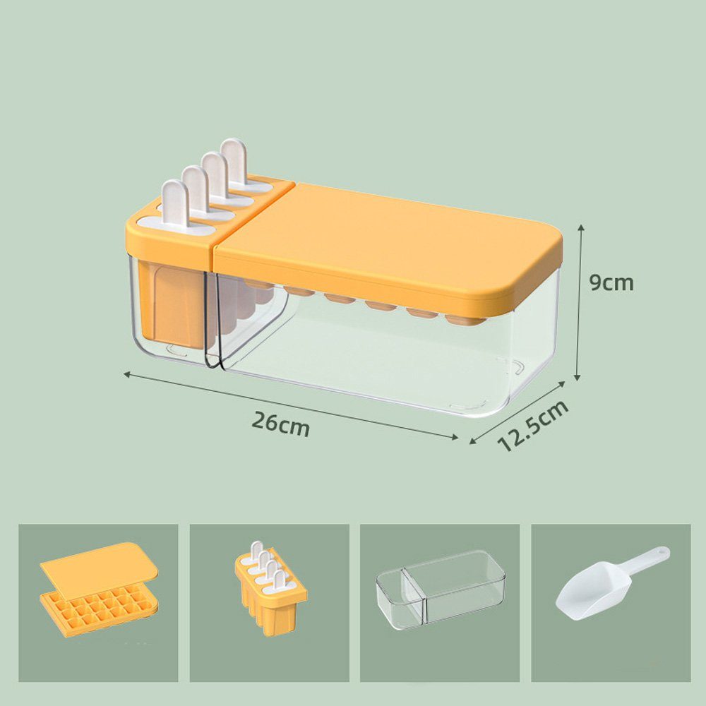 Aatrx Eiswürfelbehälter Doppelschichtige Eiswürfelschale mit 24 Fächern und Deckel, (1-tlg)