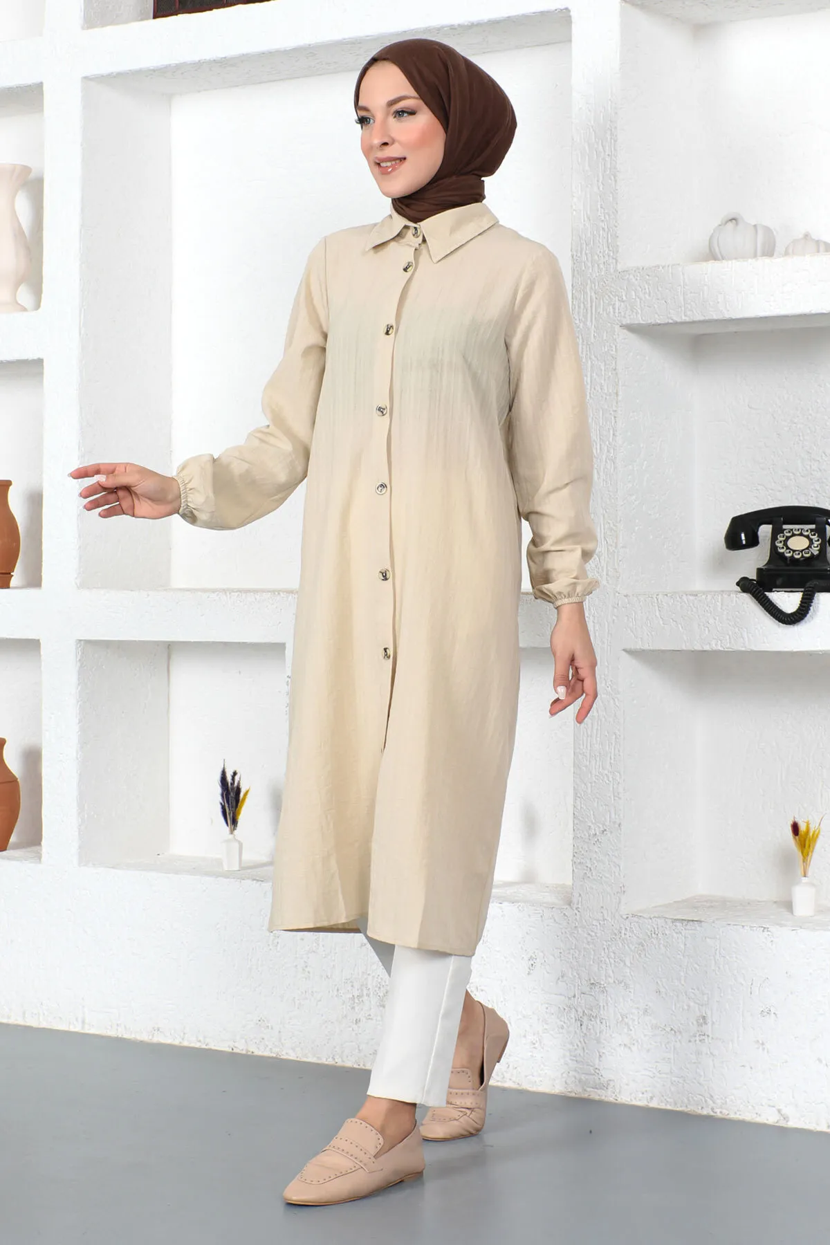 Tesettür Dünyası  Lange Tunika Tsd230359 Beige