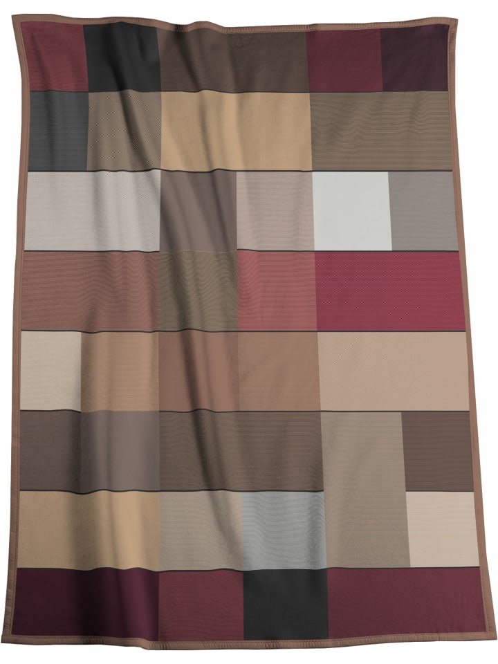 biederlack Cotton Home Wohndecke Blocking in braun günstig kaufen 150 x 200 cm