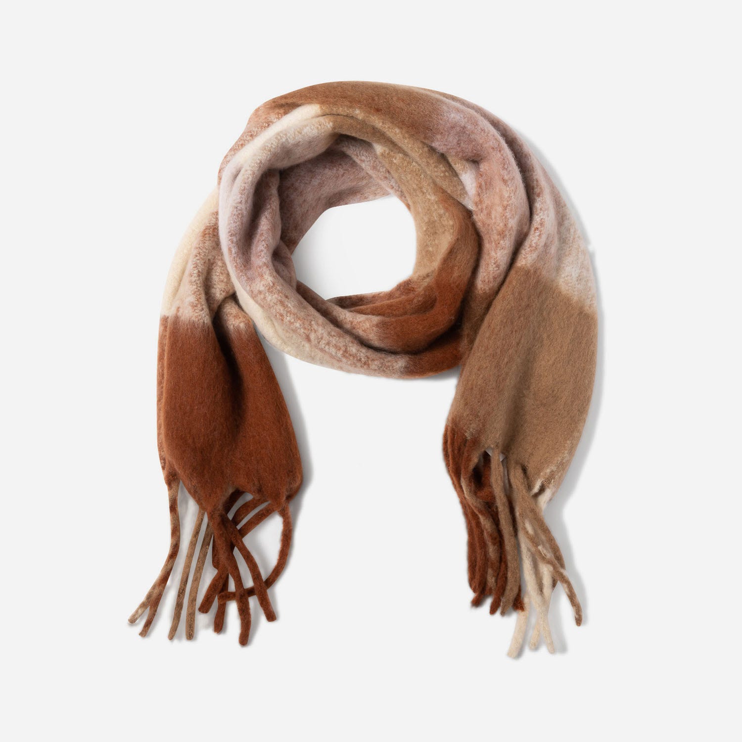 Grande écharpe beige, marron, lilas à carreaux