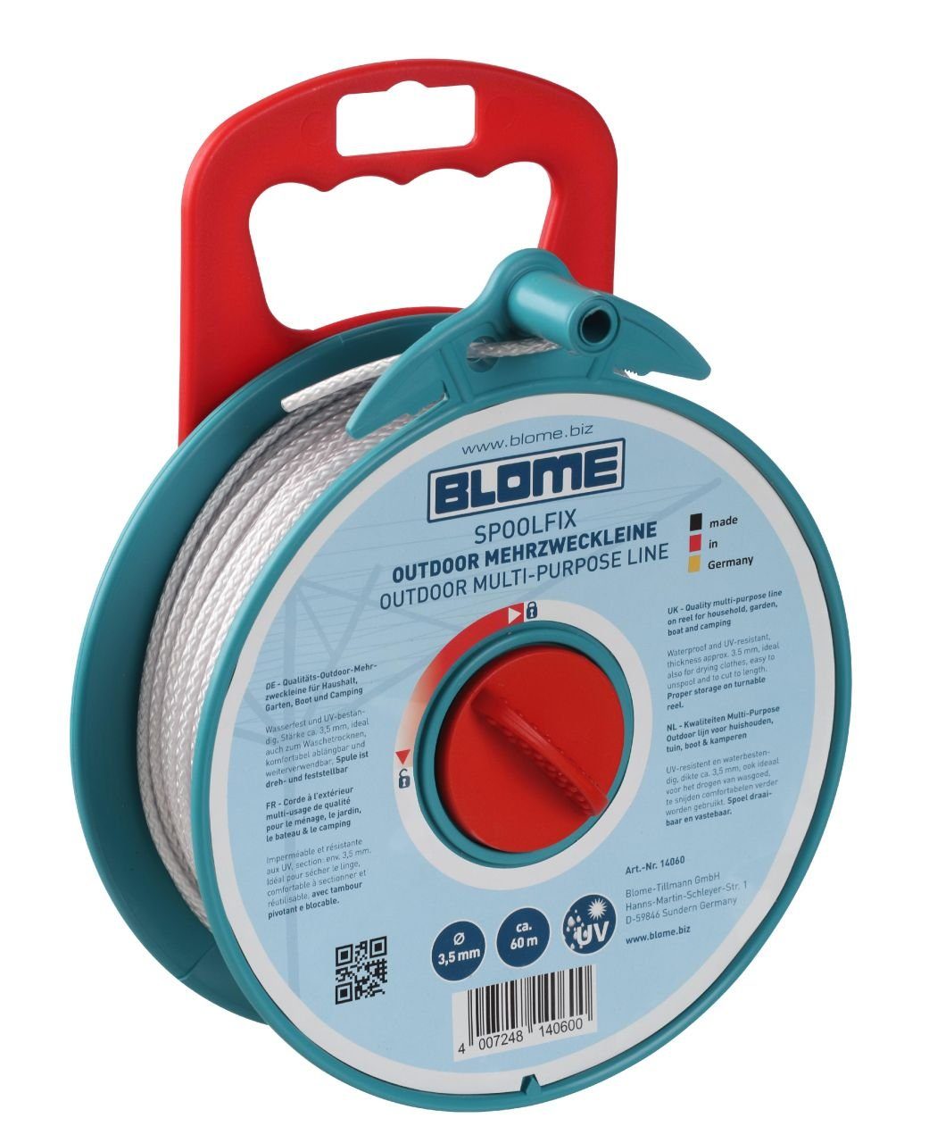 Blome Wand-Wäscheleine Blome Mehrzweckleine SpoolFix Länge: ca. 60 m auf