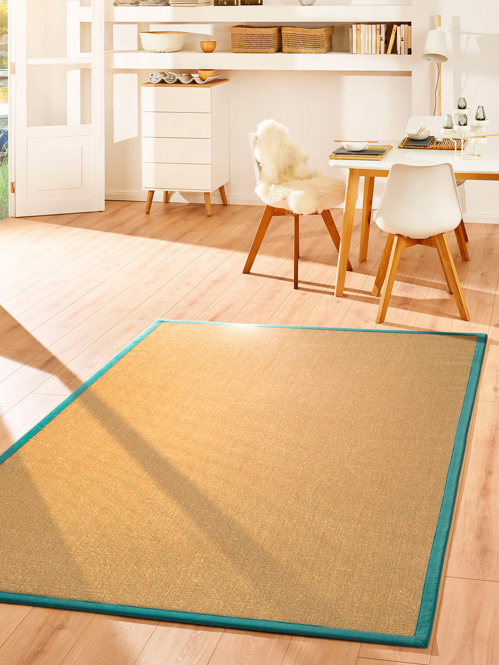 Aruba Nature Sisal-Teppich, Petrol