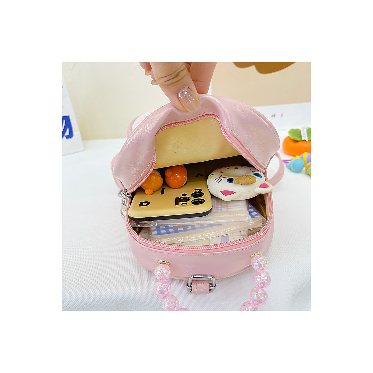 Pailletten-Rucksack mit Muschel für Mädchen Verstellbarer Schultergurt
