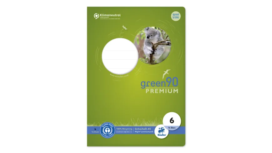 Ursus Green Premium Heft A5 16 Blatt Lineatur 6 blanko