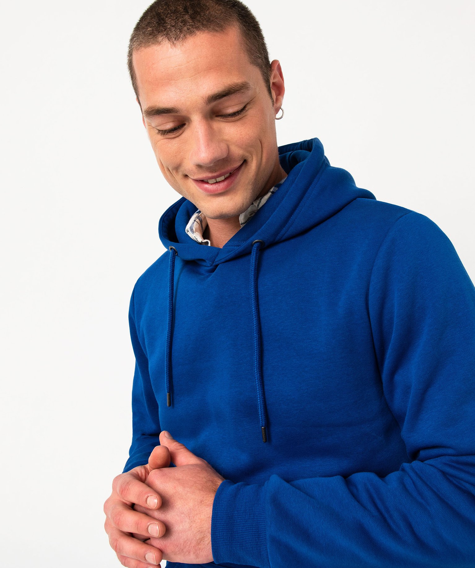 Sweat homme à capuche intérieur molletonné bleu | GEMO