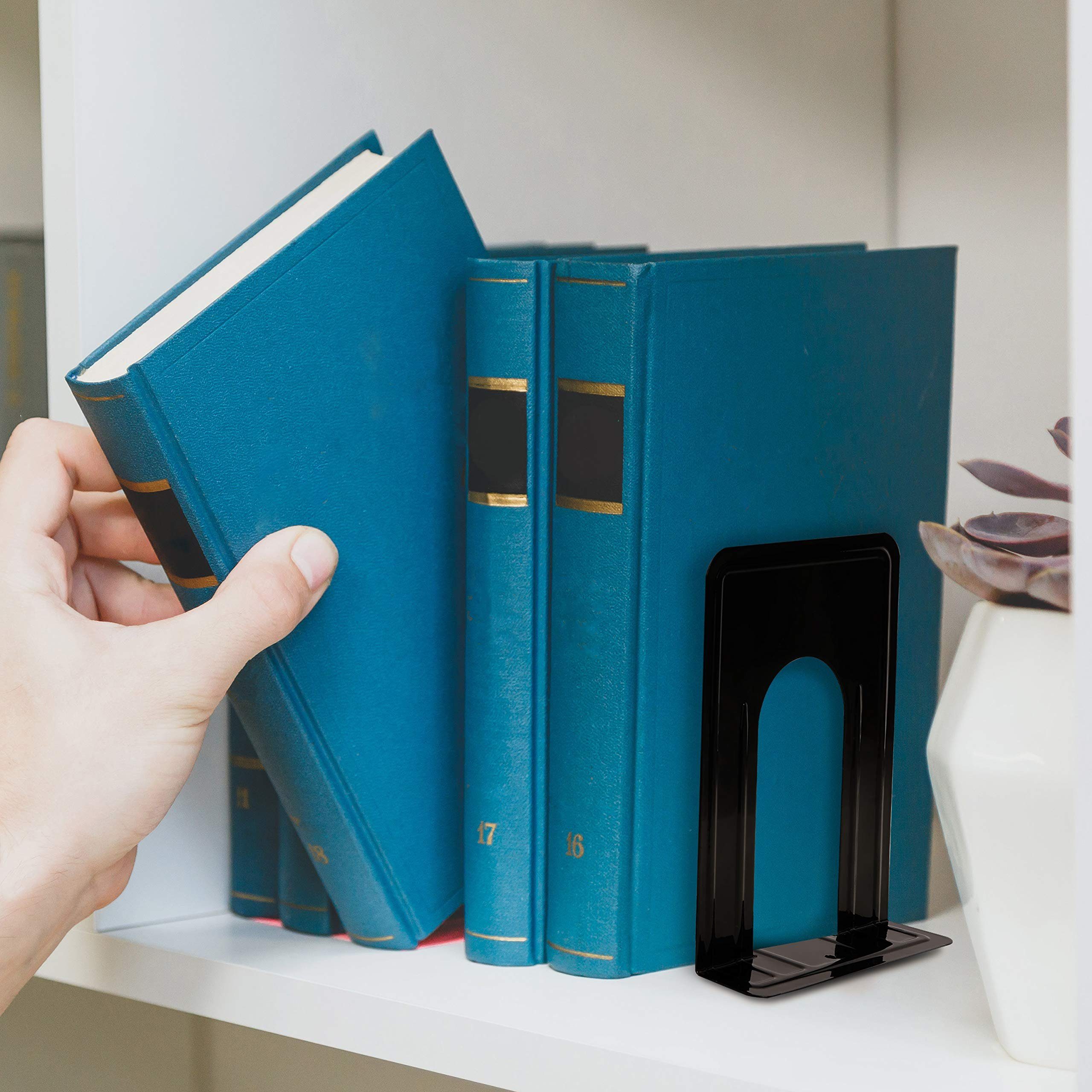 Belle Vous Zeitungsständer Schwarze Buchstützen (3 Paare) zur rutschfesten Aufbewahrung, Black Bookends (3 Pairs) for Non-Slip Storage