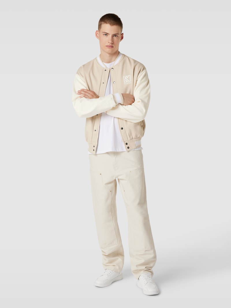 College-Jacke mit rückseitigem Label-Stitching in offwhite