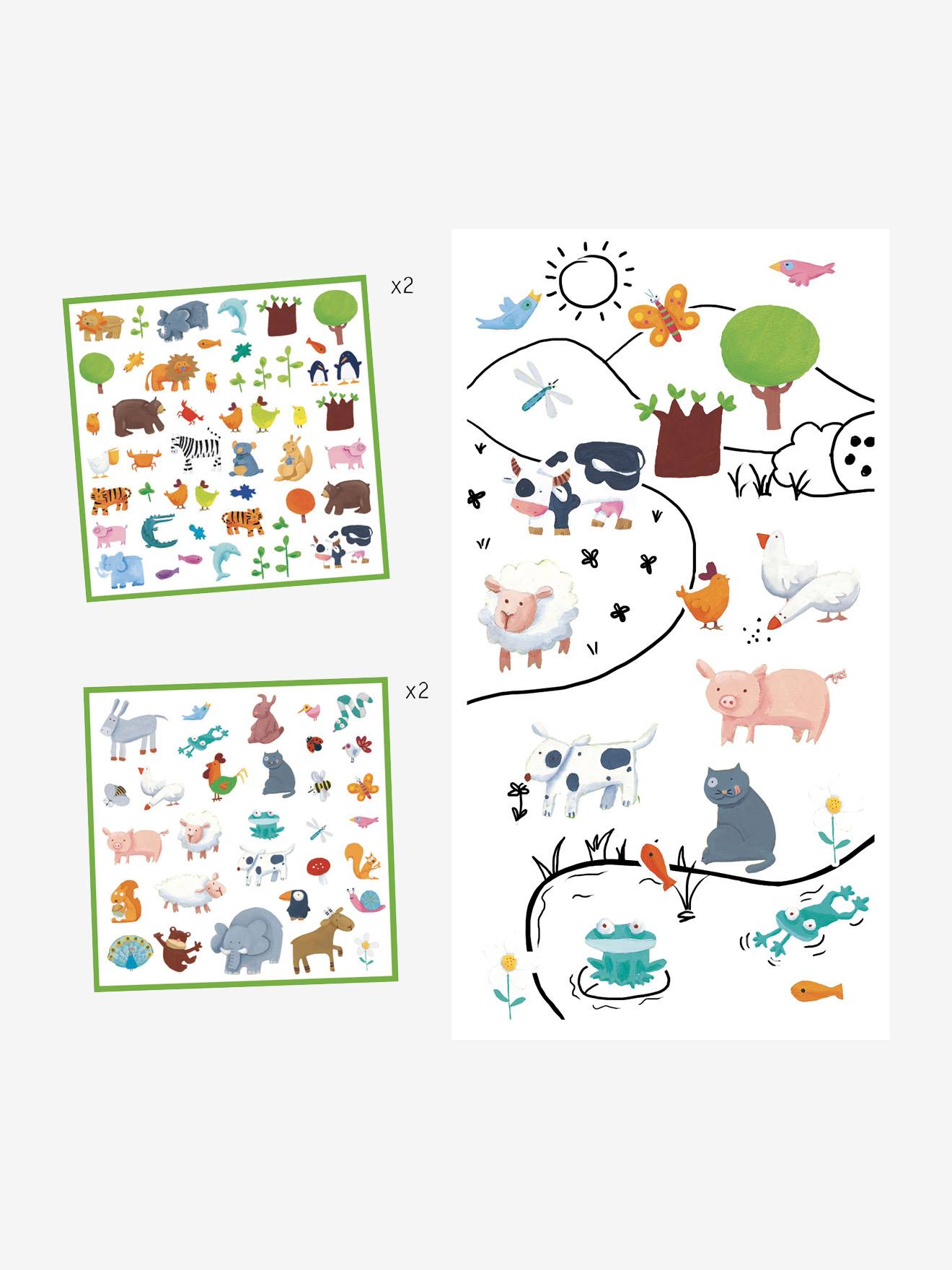 160 stickers animaux DJECO multicolore