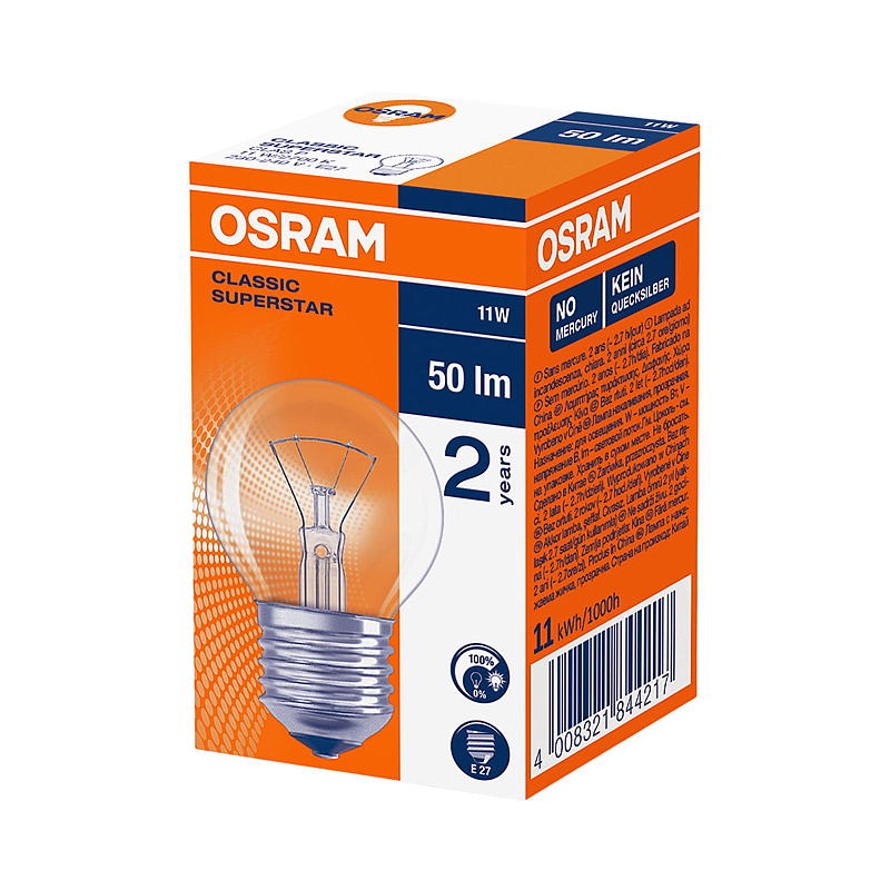 Osram Lyspære 11W E27 Classic P, Krone Osram