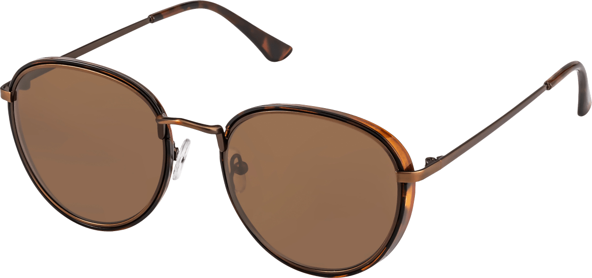 Sonnenbrille Erwachsene mit braunem Metallrahmen und braun getönten Scheiben, 1 St