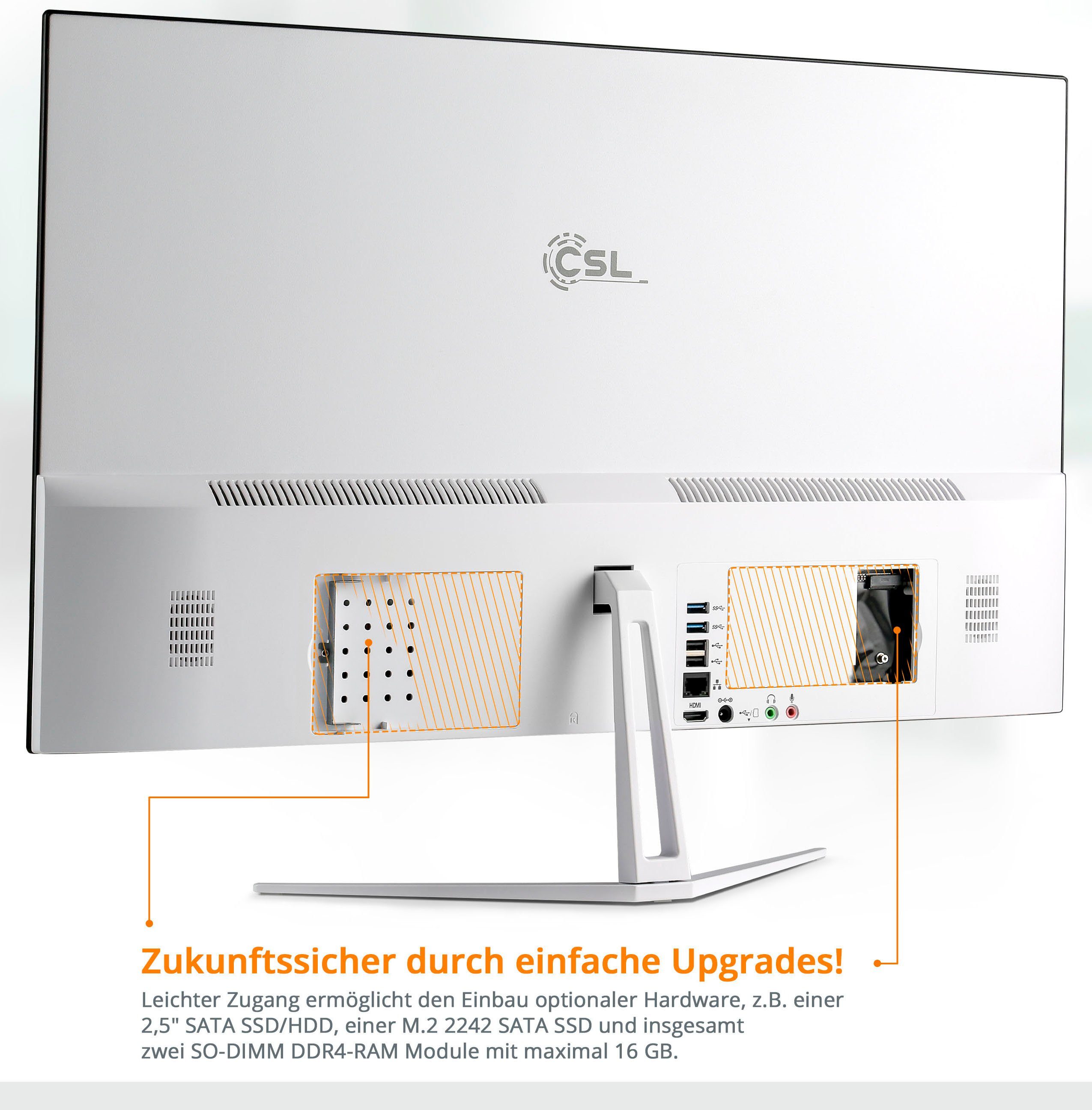 CSL Unity F27-GLS mit Windows 10 Pro All-in-One PC (27 Zoll, Intel® Celeron Celeron® N4120, UHD Graphics, 8 GB RAM, 512 GB SSD)