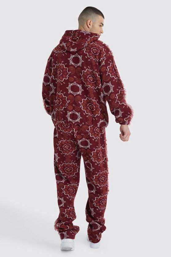 Tall Oversize Jacquard Hoodie mit Fransen