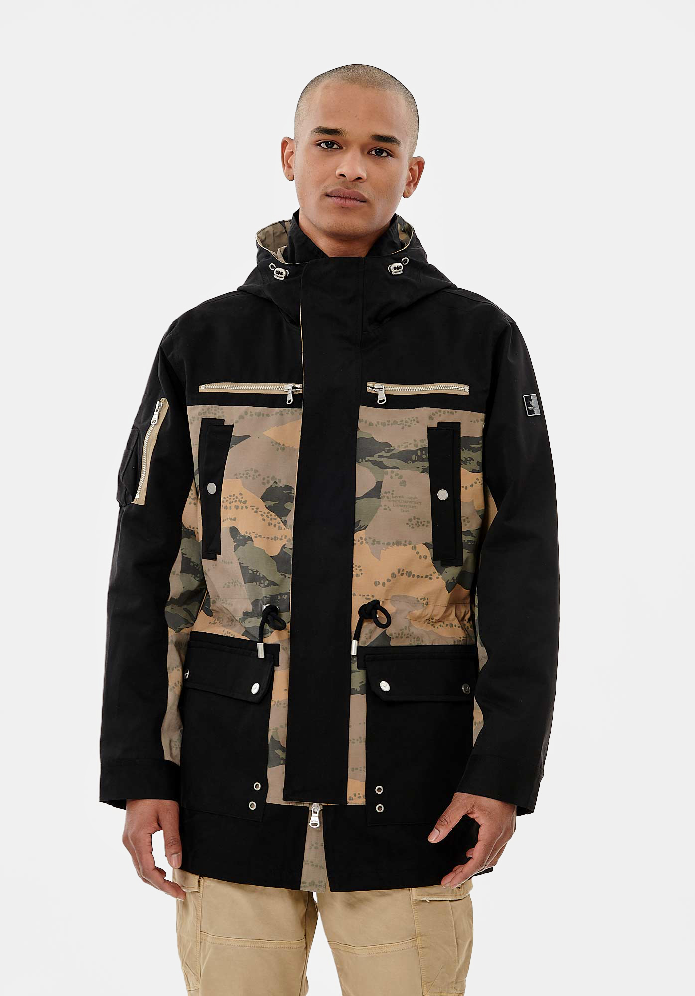 NABIA  Parka noire et camouflage Homme