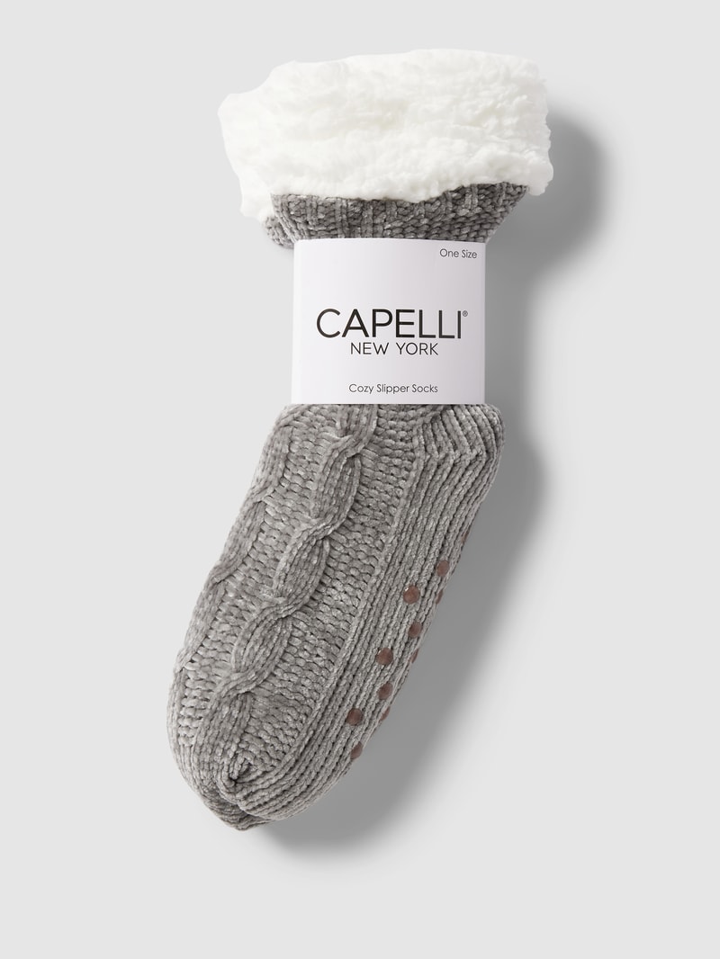 Socken mit rutschfesten Noppen in mittelgrau